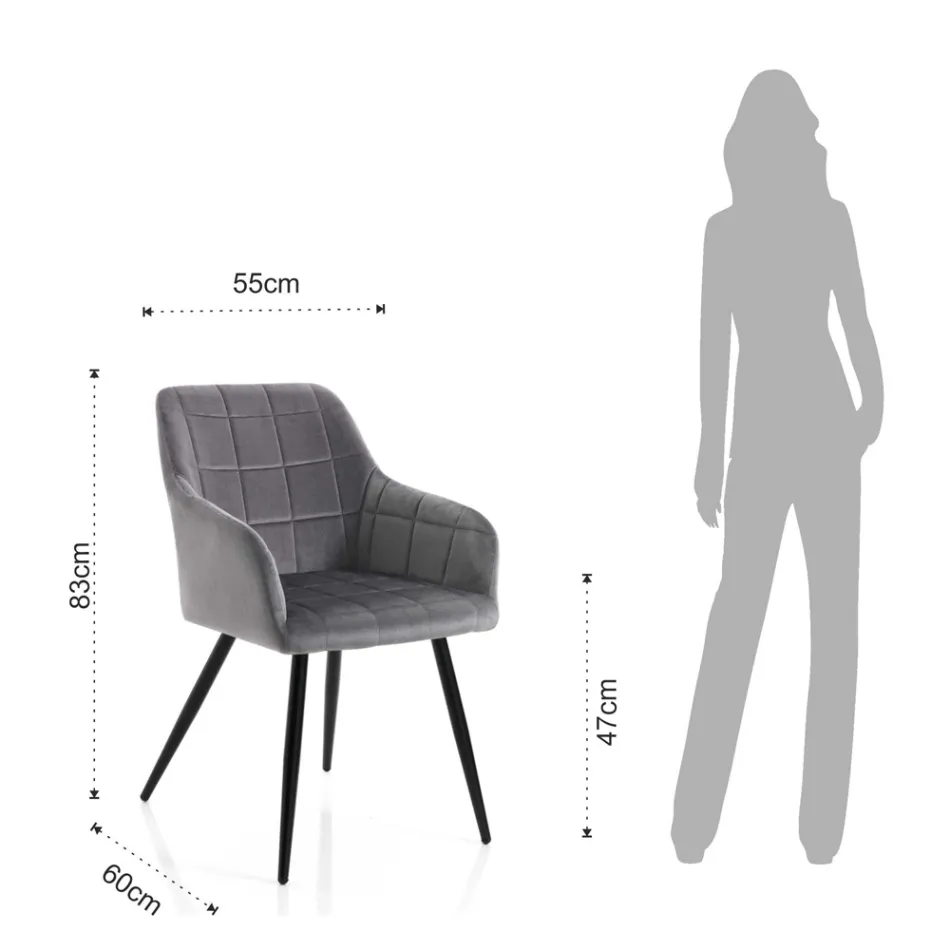 Sæt med 2 stole i fløjlseffekt stof - Plutonium Viadurini