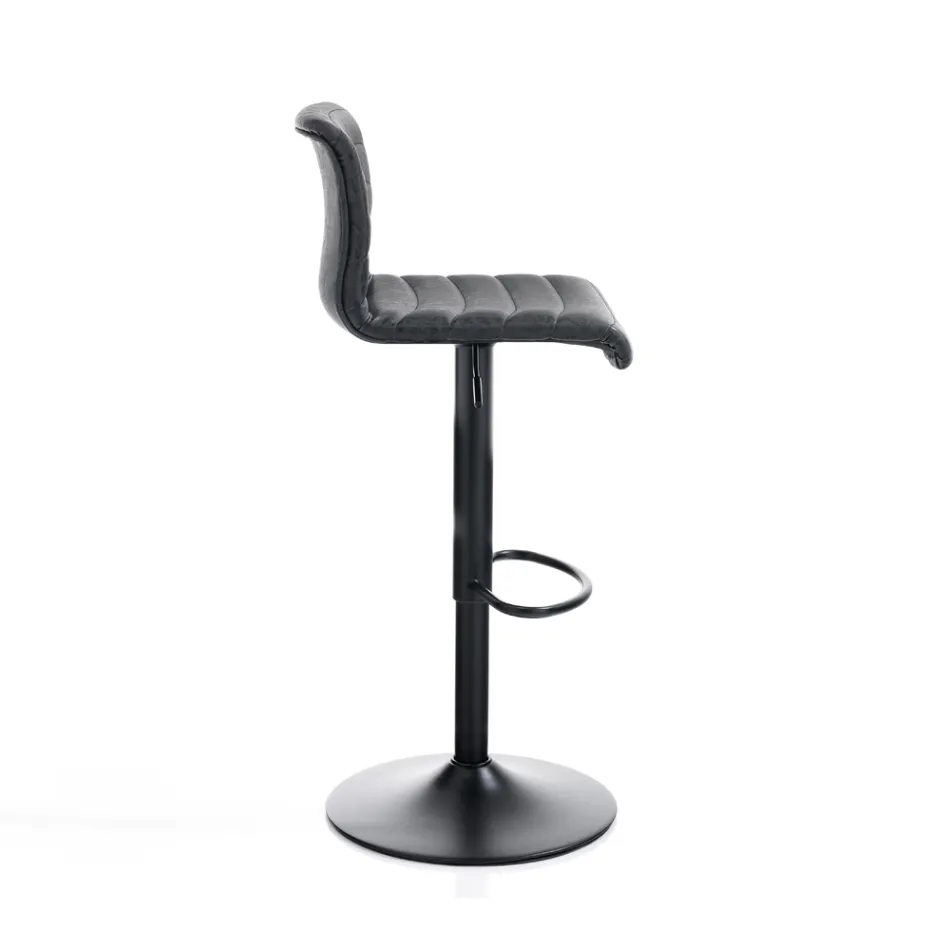 Sæt med 2 barstole i syntetisk læder og stål - kalium Viadurini