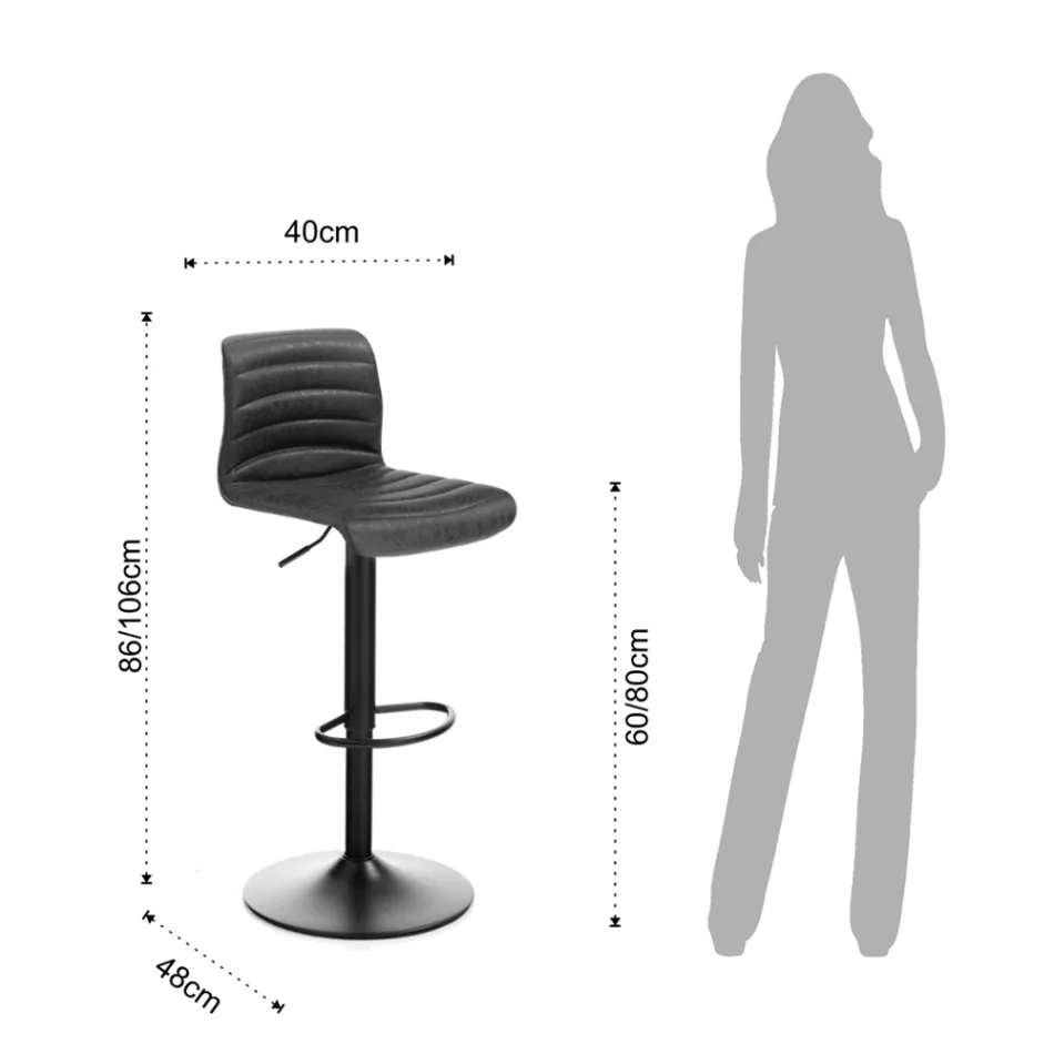 Sæt med 2 barstole i syntetisk læder og stål - kalium Viadurini