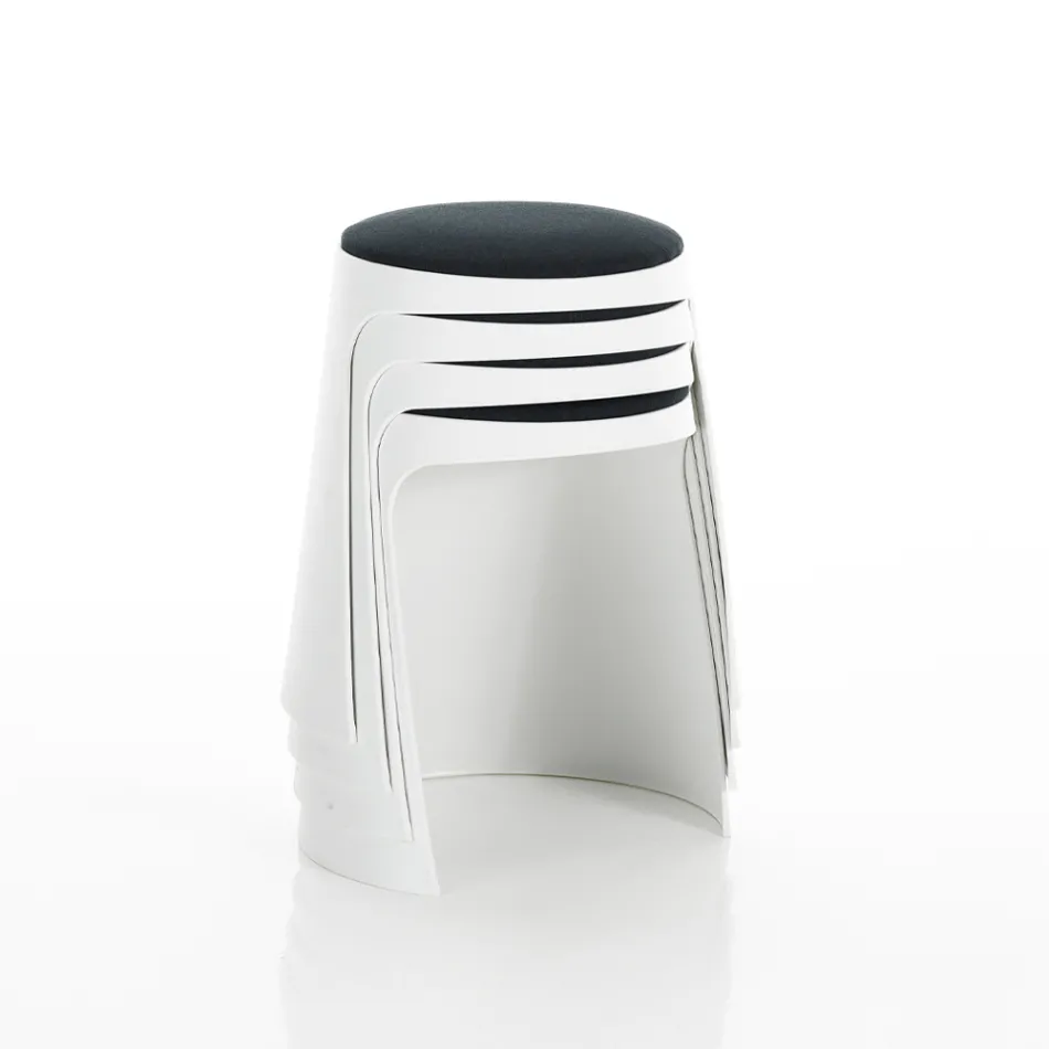 Sæt med 2 polypropylen skamler og stof sæde - ansjos Viadurini