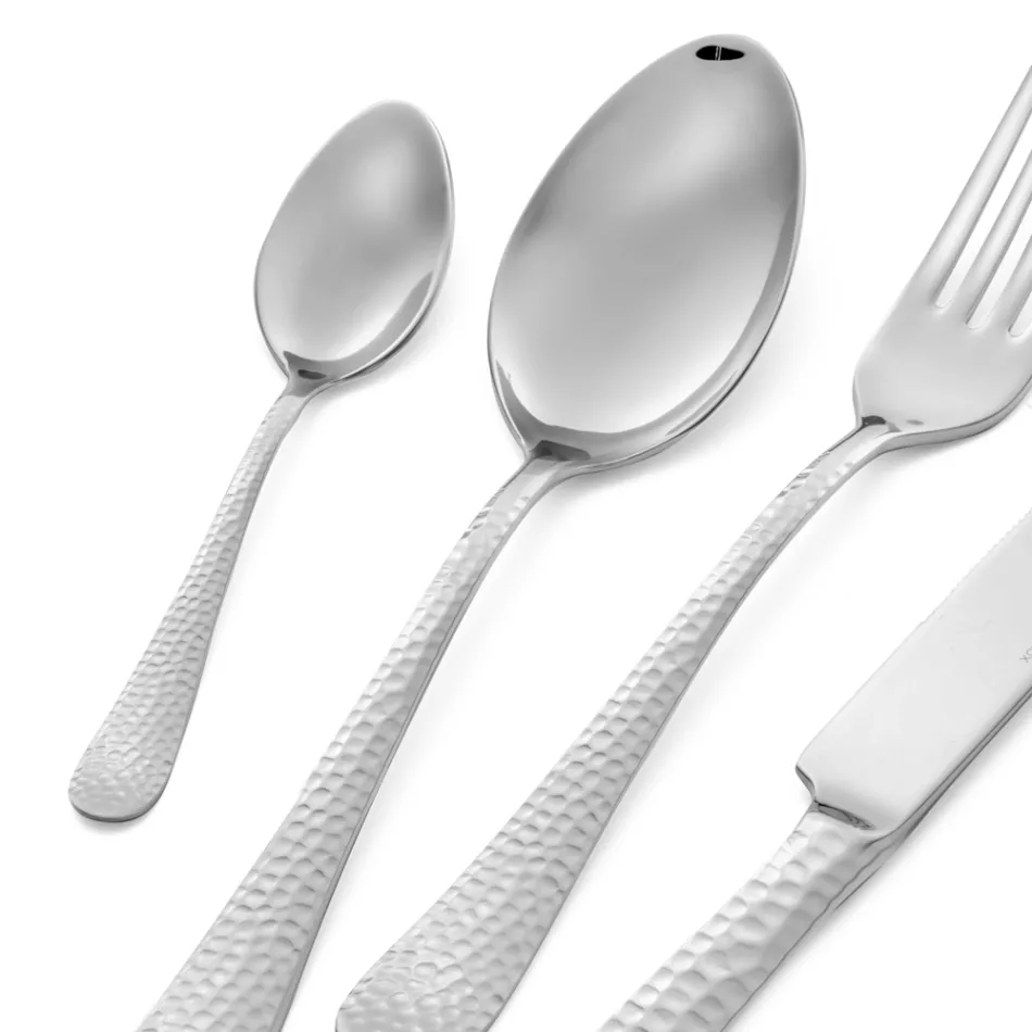 Sæt med 24 bestik i poleret rustfrit stål Made in Italy - Historie Viadurini