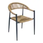 Sæt med 4 lænestole i aluminium og twist-flet - Tavira Viadurini