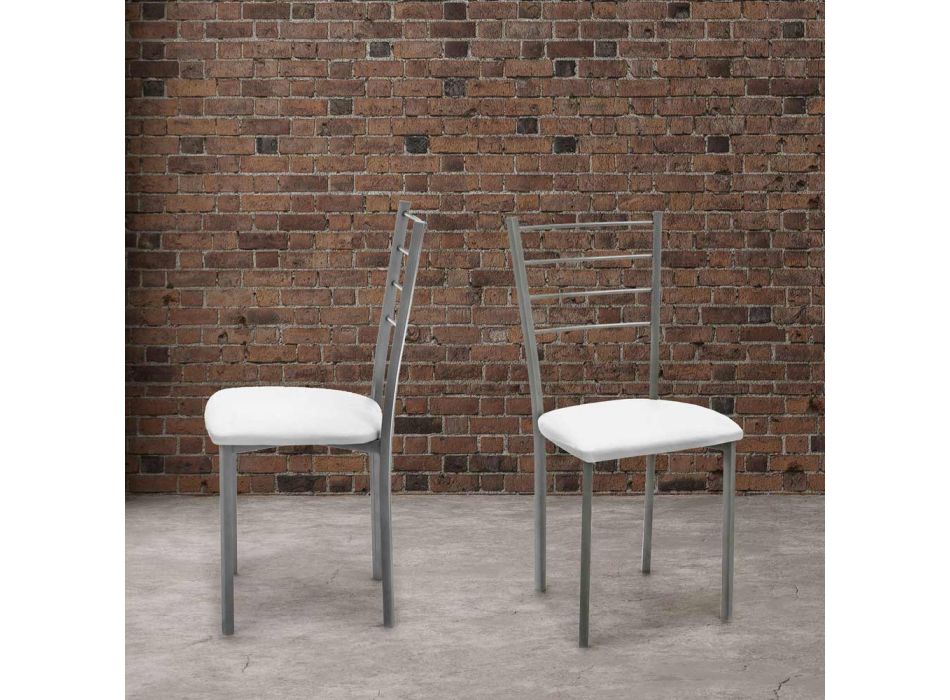 Sæt med 4 stole med gråmalet metalstruktur - Galletto Viadurini