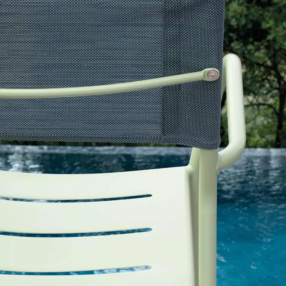 Sæt med 4 havestole i galvaniseret metal og batyline - Prestigio Viadurini