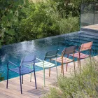 Sæt med 4 havestole i galvaniseret metal og batyline - Prestigio Viadurini