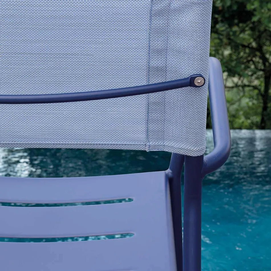 Sæt med 4 havestole i galvaniseret metal og batyline - Prestigio Viadurini