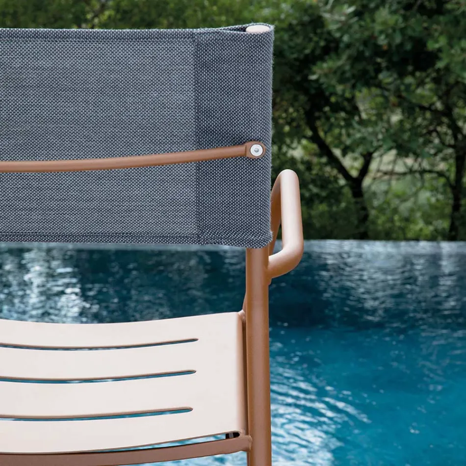 Sæt med 4 havestole i galvaniseret metal og batyline - Prestigio Viadurini