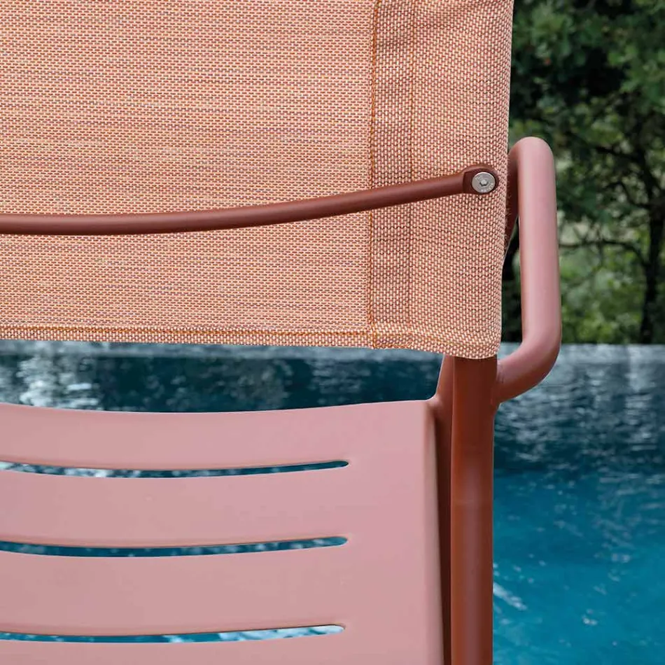 Sæt med 4 havestole i galvaniseret metal og batyline - Prestigio Viadurini