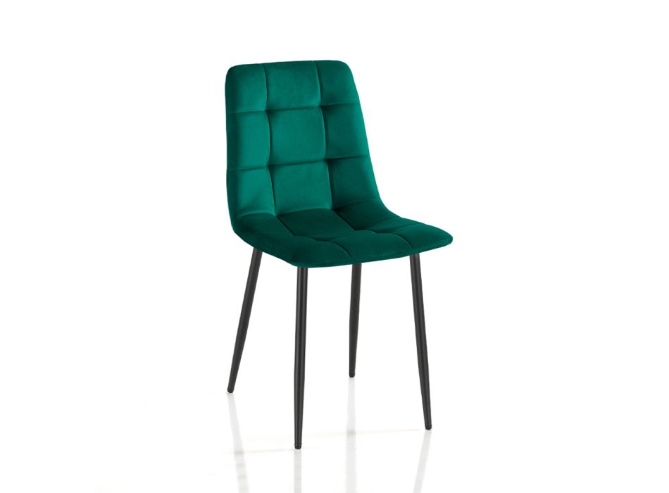 Sæt med 4 indendørs stole i stof i forskellige farver - Cefalo Viadurini