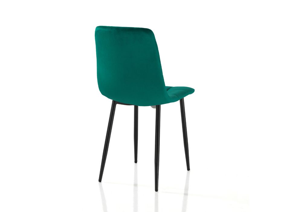 Sæt med 4 indendørs stole i stof i forskellige farver - Cefalo Viadurini