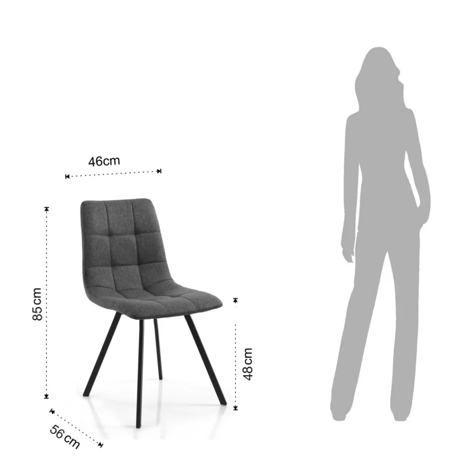 Sæt med 4 polstrede og stofpolstrede spisestuestole - Chimera Viadurini