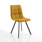 Sæt med 4 polstrede og stofpolstrede spisestuestole - Chimera Viadurini