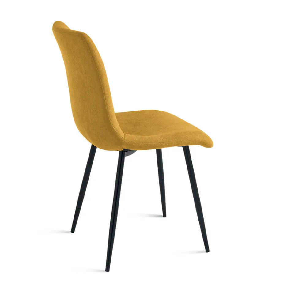 Sæt med 4 polstrede stofstole til stuen med metalbase - Projekt Viadurini