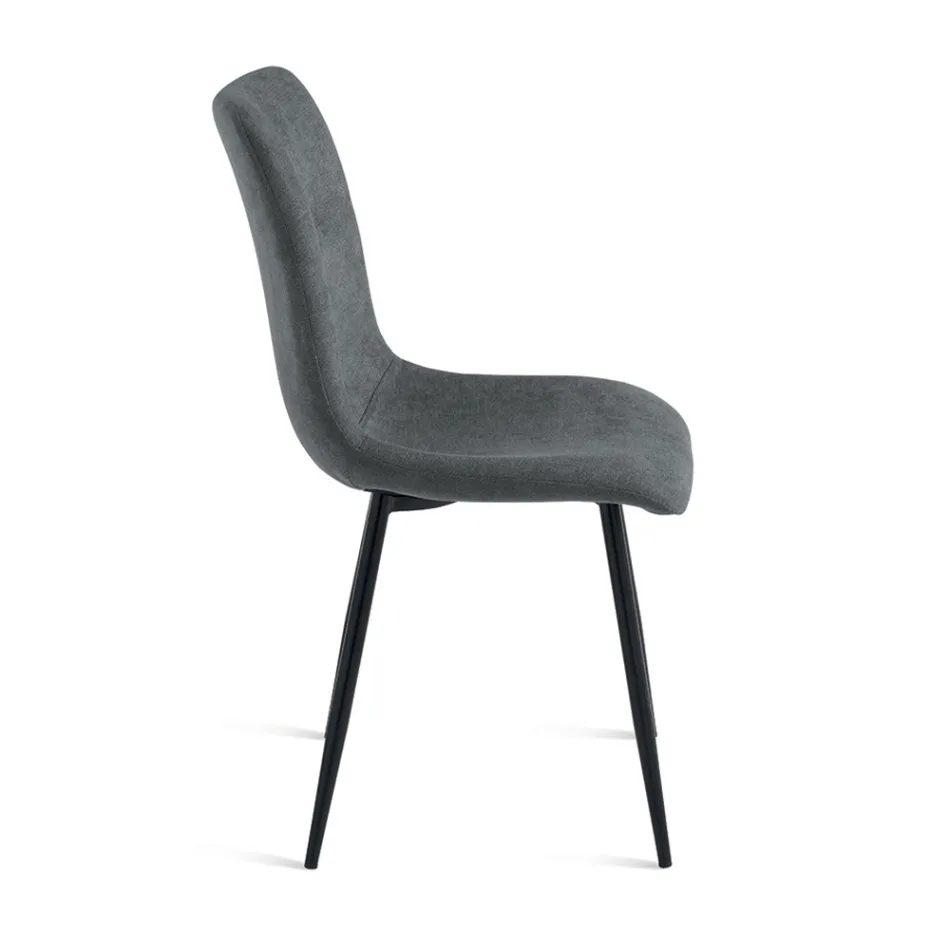 Sæt med 4 polstrede stofstole til stuen med metalbase - Projekt Viadurini