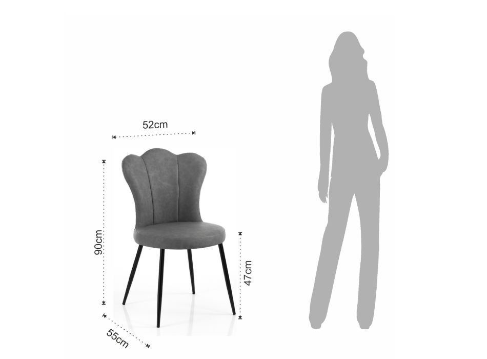 Sæt med 4 ældre-effekt syntetiske læderstole - Amber Viadurini