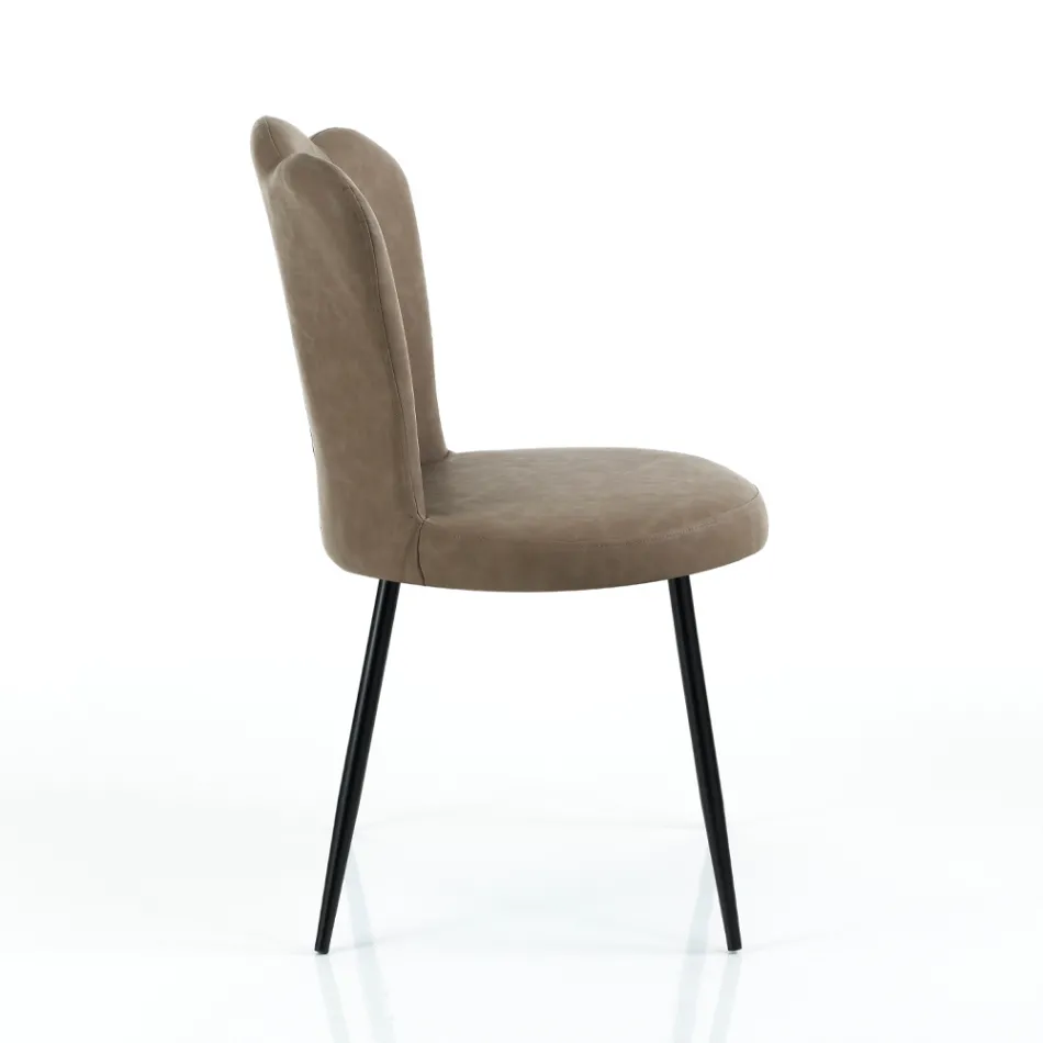 Sæt med 4 ældre-effekt syntetiske læderstole - Amber Viadurini