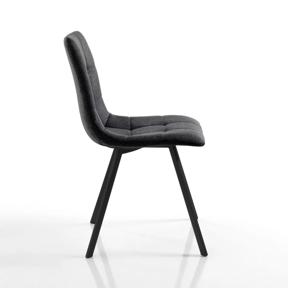 Sæt med 4 stole i antracitstof og sort stål - antracit Viadurini