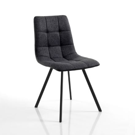 Sæt med 4 stole i antracitstof og sort stål - antracit Viadurini