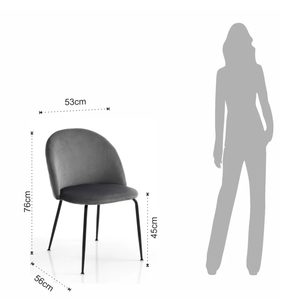 Sæt med 4 stole i fløjlseffekt mikrofiberstof - Terbio Viadurini