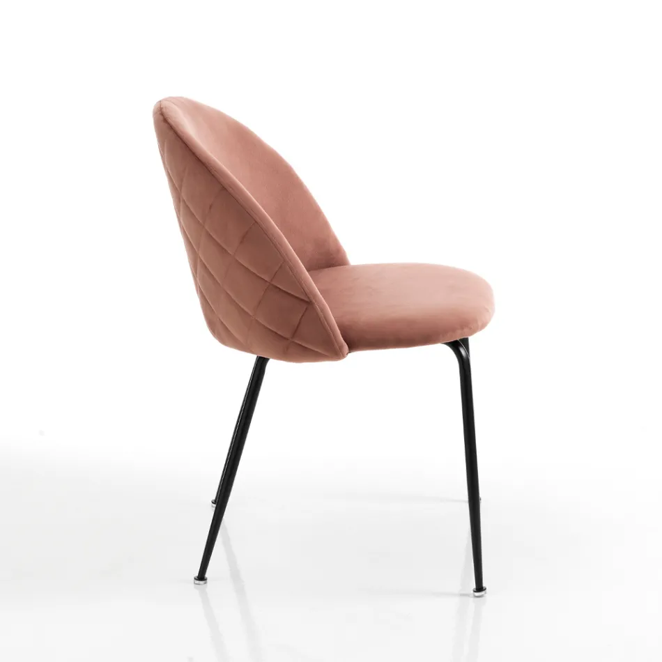 Sæt med 4 stole i fløjlseffekt mikrofiberstof - Terbio Viadurini