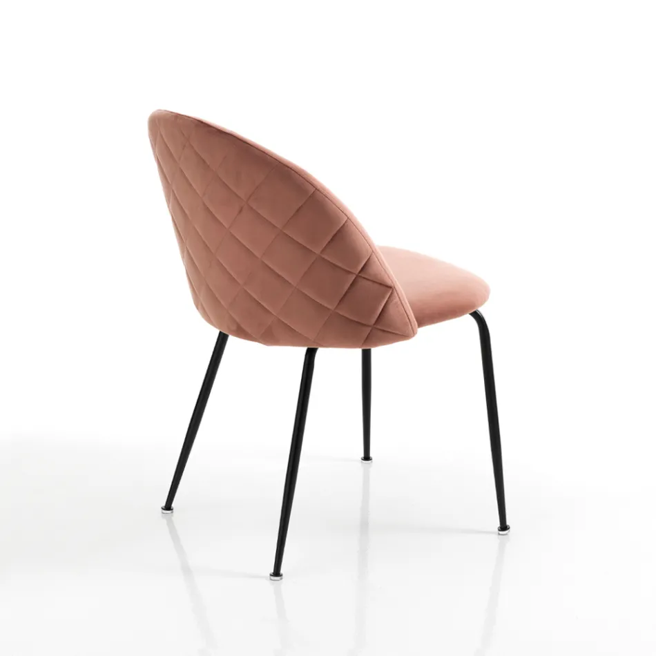 Sæt med 4 stole i fløjlseffekt mikrofiberstof - Terbio Viadurini