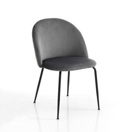 Sæt med 4 stole i fløjlseffekt mikrofiberstof - Terbio Viadurini