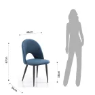 Sæt med 4 stole i blå fløjlseffekt stof - dalmatisk Viadurini