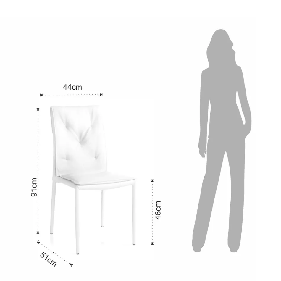 Sæt med 4 stole betrukket med syntetisk læder forskellige finish - uran Viadurini