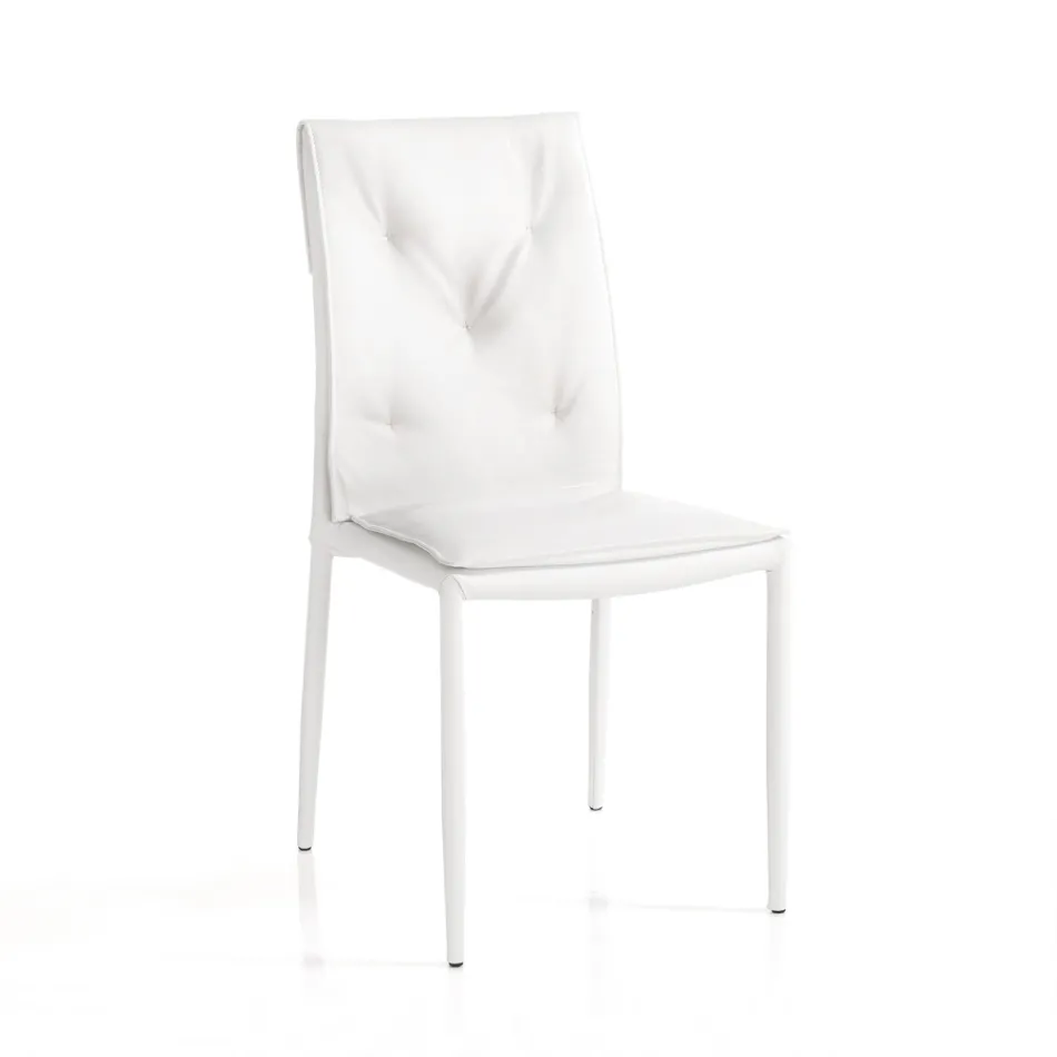 Sæt med 4 stole betrukket med syntetisk læder forskellige finish - uran Viadurini