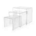 Sæt med tre indskudsborde i plexiglas, fremstillet i Italien - Leandro Viadurini