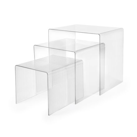 Sæt med tre indskudsborde i plexiglas, fremstillet i Italien - Leandro Viadurini