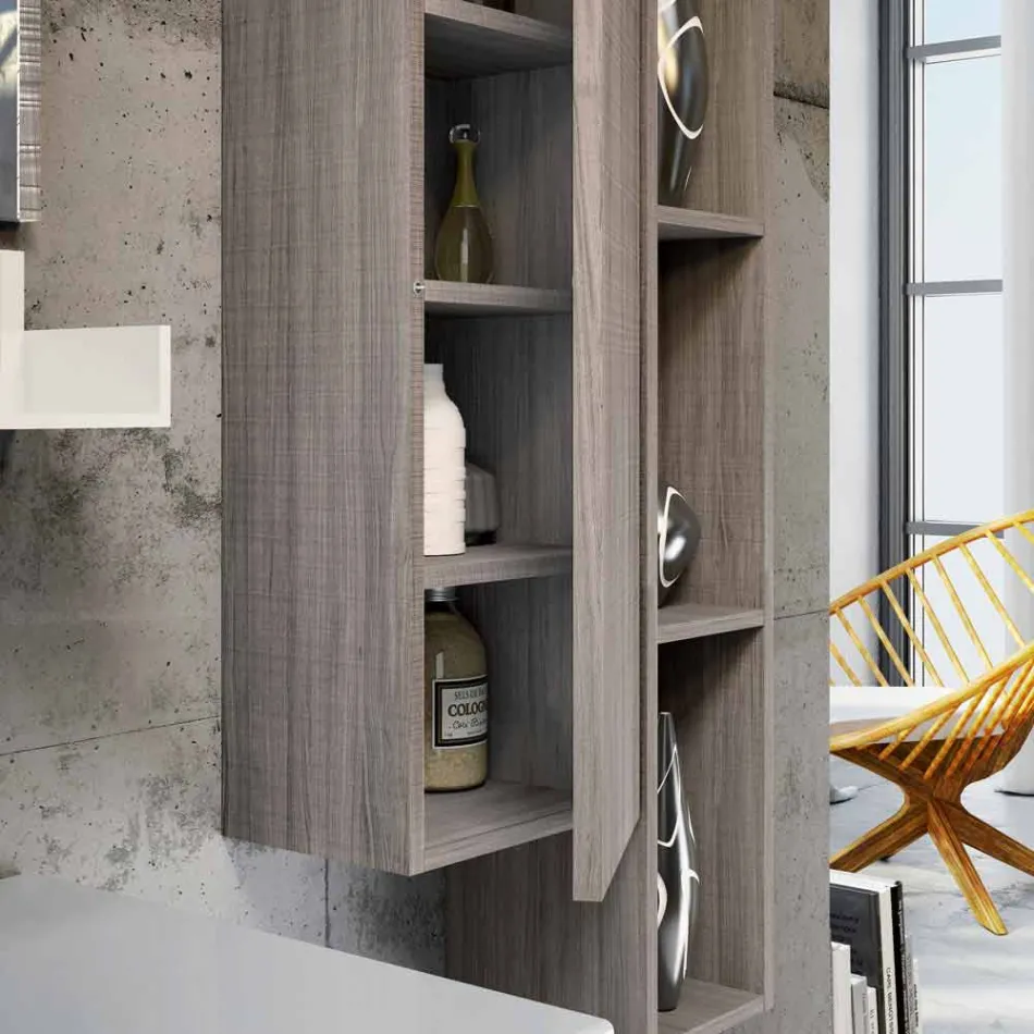 Sæt træ og Fenix ​​moderne badeværelse møbler suspension foretaget i Italien Bari Viadurini