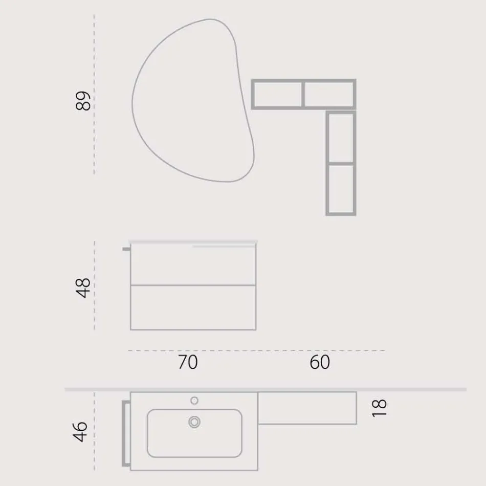 Træ sæt design vedhæng badeværelsesmøbler lavet i Italien :-( Viadurini