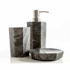 Sæt med moderne badeværelse tilbehør i Montafia veined grå marmor Viadurini
