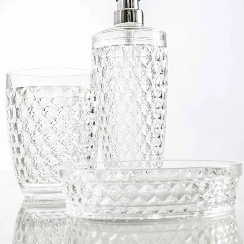 Sæt til bad dispenser + glas + moderne sæbe skål Netro Viadurini