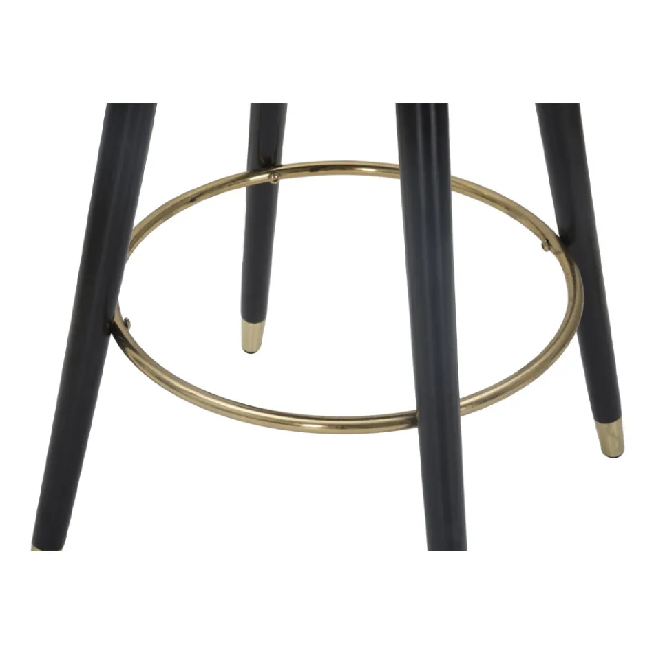 Høj barstol i træ og metal med sæde i polyester - Enzo Viadurini