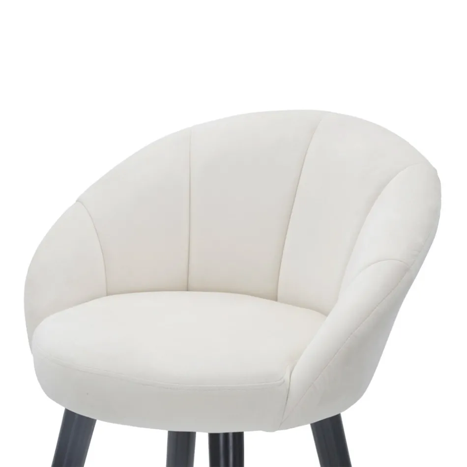 Høj barstol i træ og metal med sæde i polyester - Enzo Viadurini