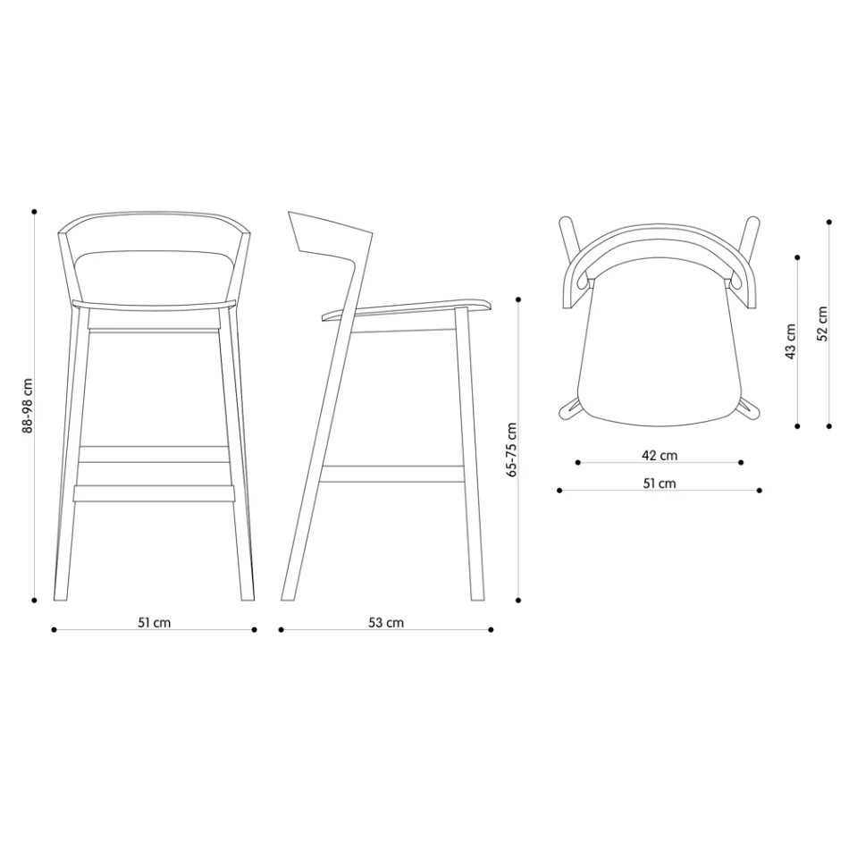 Høj køkkentaburet med asketræstruktur Fremstillet i Italien - Oslo Viadurini