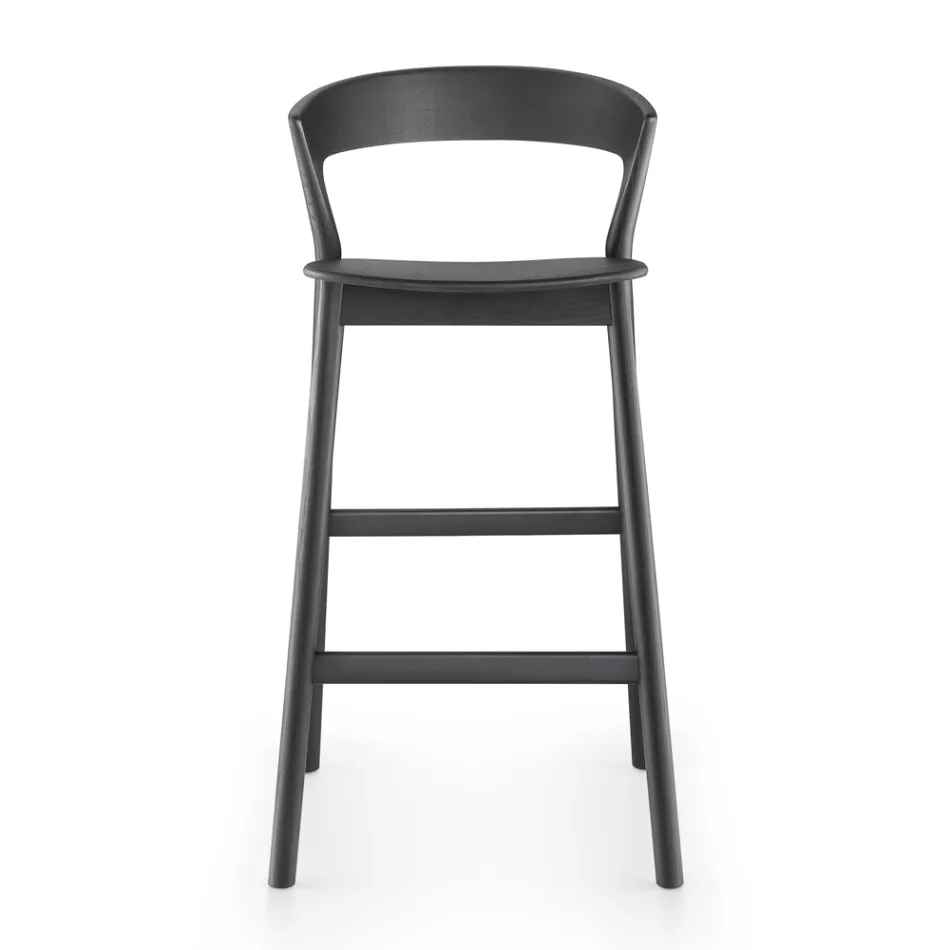 Høj køkkentaburet med asketræstruktur Fremstillet i Italien - Oslo Viadurini