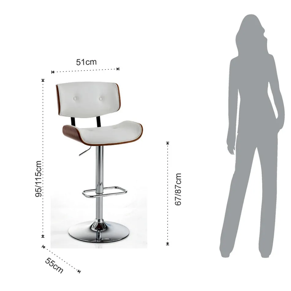 Høj køkkentaburet i syntetisk læder og krydsfiner - Nebbia Viadurini