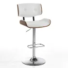 Høj køkkentaburet i syntetisk læder og krydsfiner - Nebbia Viadurini