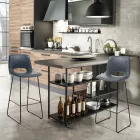 Høj køkkentaburet i syntetisk læder og sort metal 2 stk - Yuri Viadurini