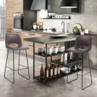 Høj køkkentaburet i syntetisk læder og sort metal 2 stk - Yuri Viadurini