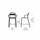 Høj udendørs afføring i aluminium med armlæn fremstillet i Italien - Selima Viadurini