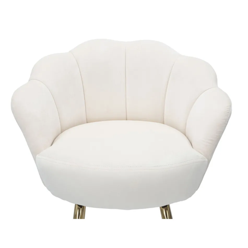 Høj skammel i gyldent jern med sæde dækket af fløjl - Annina Viadurini