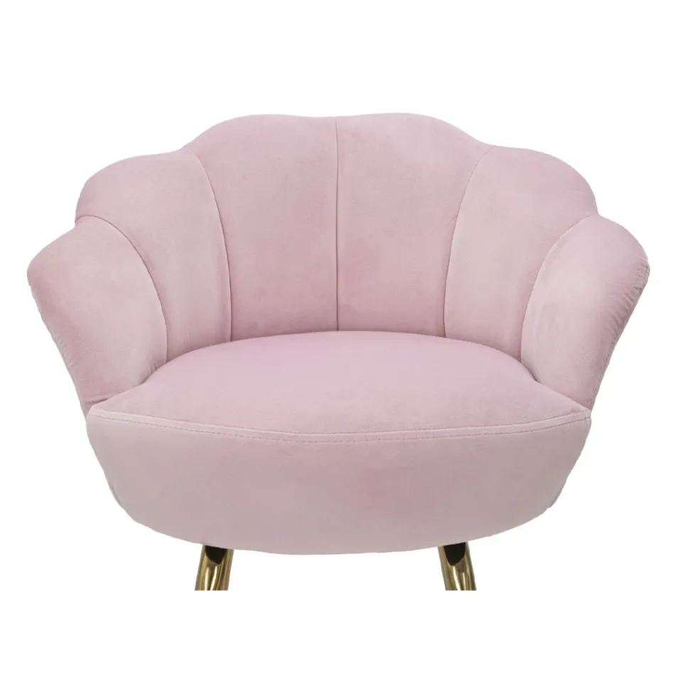 Høj skammel i gyldent jern med sæde dækket af fløjl - Annina Viadurini