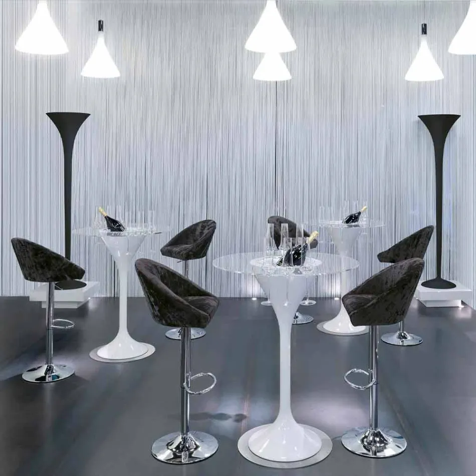 Høj skammel i fløjl og stål med justerbar løft Made in Italy - Bilbao Viadurini