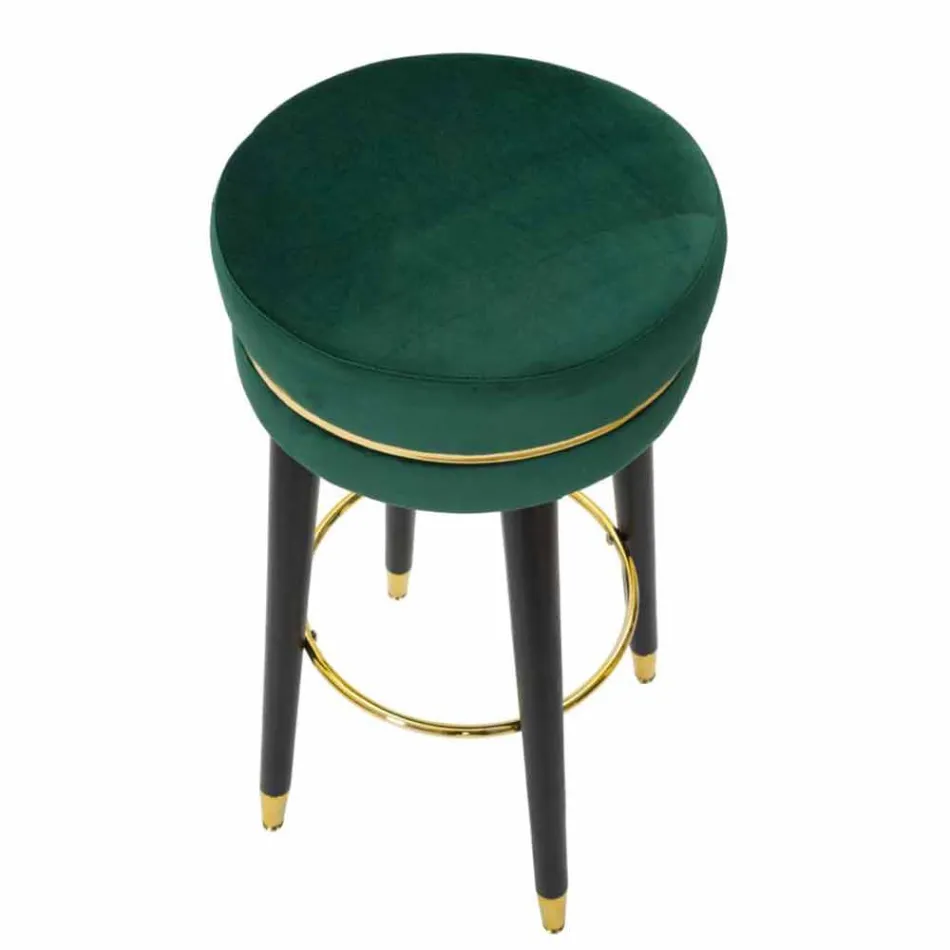 Rund barstol i træ og stof af moderne design - Rupert Viadurini