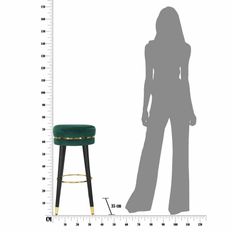 Rund barstol i træ og stof af moderne design - Rupert Viadurini