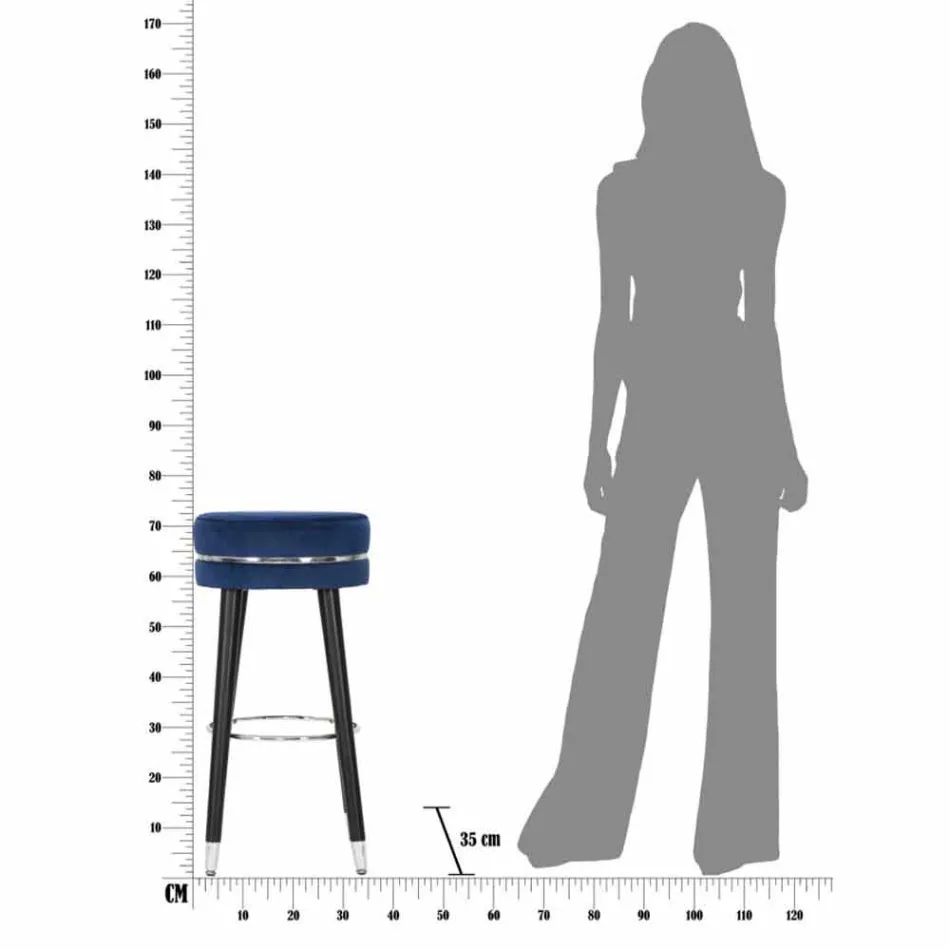 Rund barstol i træ og stof af moderne design - Rupert Viadurini